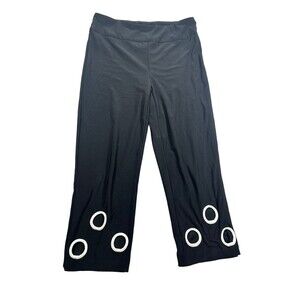 Joseph Ribkoff Dress Pants Sz  6 Black‎ Boho Circles White Capri